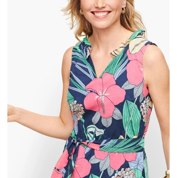 Talbots Voile Hibiscus Maxi Dress Size Women's 2 Petite - Picture 3 of 13